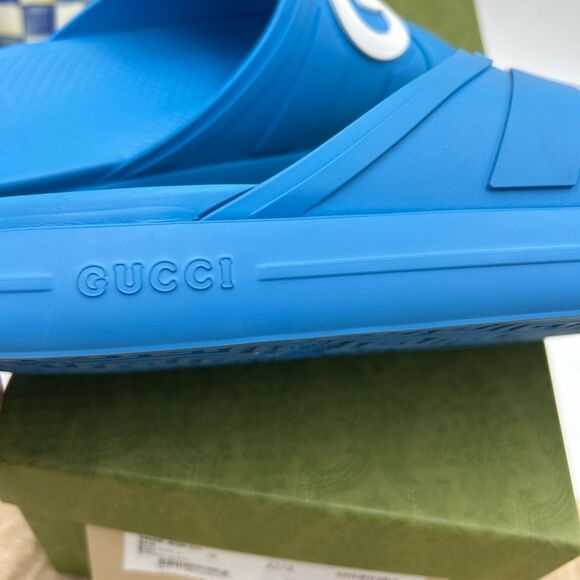 Men's Gucci interlocking G rubber Pool slides size 12 made in Italy - Picture 9 of 13